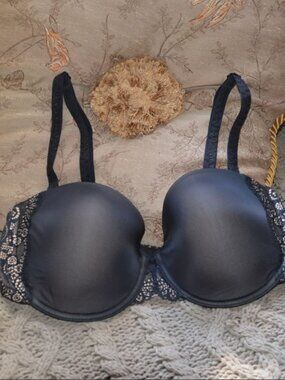 DKNY Women's Black Romantic Mesh Balconette Bra  46D